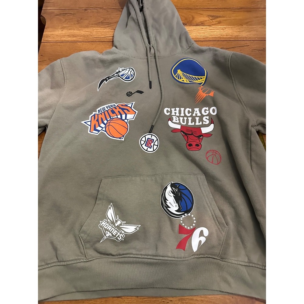 nba all over‎ print brown hoodie xl